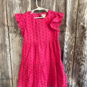 Crewcuts Fuchsia Eyelet Dress with Ruffle Sleeves